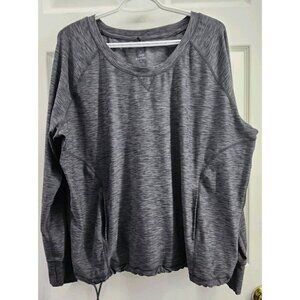 Prana Philipa Top Womens XL Heathered Gray Drawstring Hem Pockets Relaxed Fit